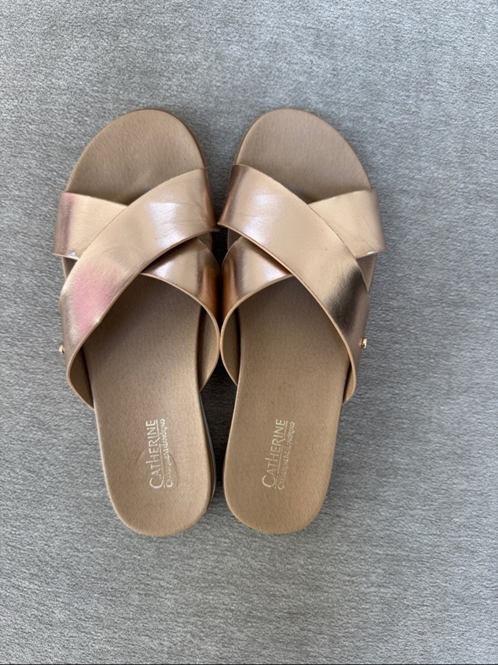 Catherine Malandrino Rose Gold Metallic Sandals